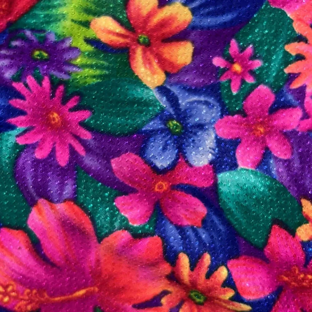 NEW Authentic Vintage High Waisted Bikini Swim Bottoms Bright Tropical Floral M